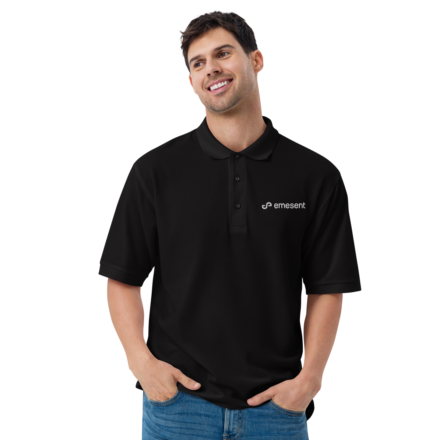Emesent embroidered polo - Coal