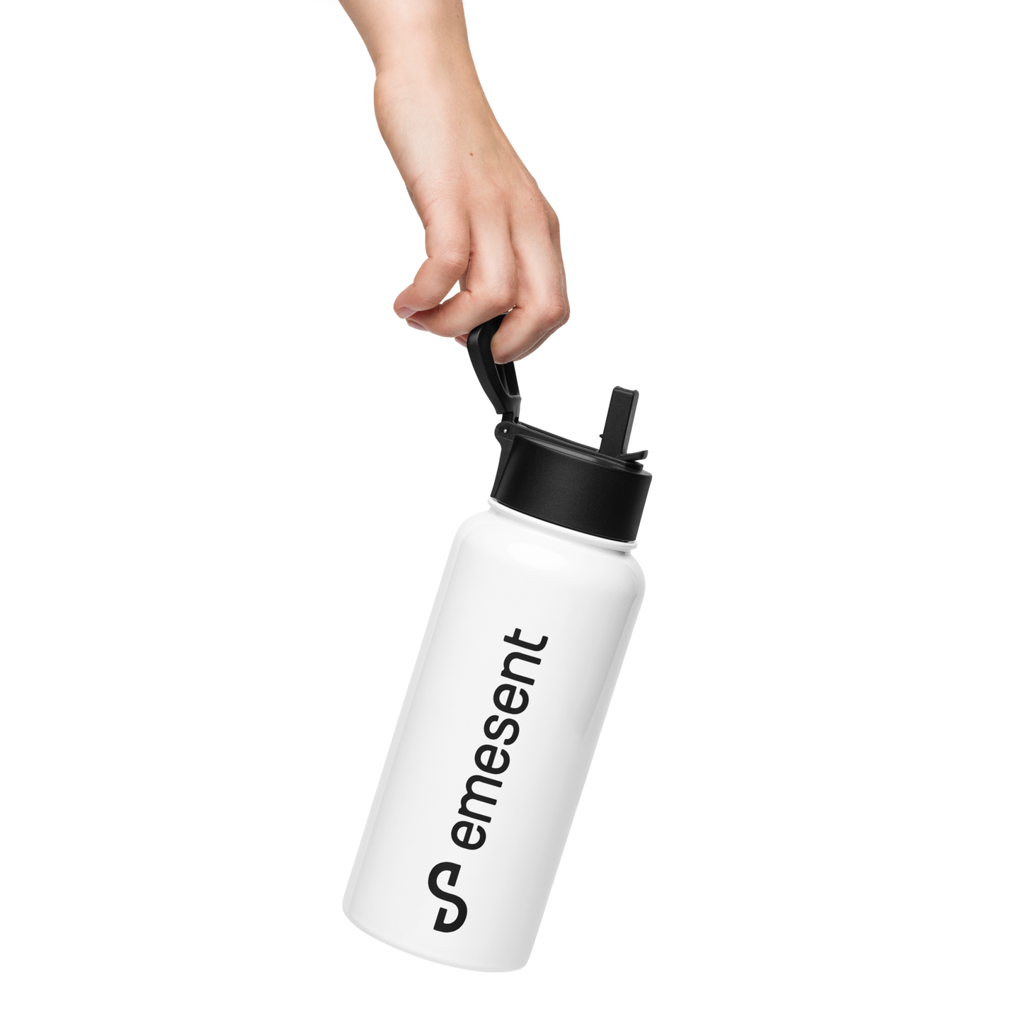 Stainless steel water bottle with a straw lid