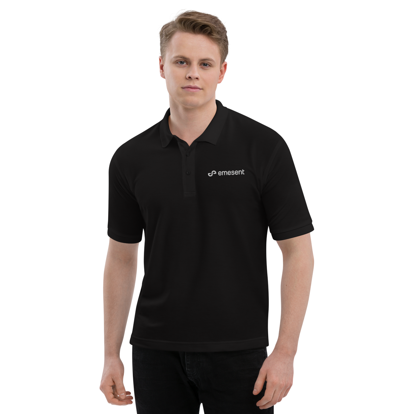 Emesent embroidered polo - Coal