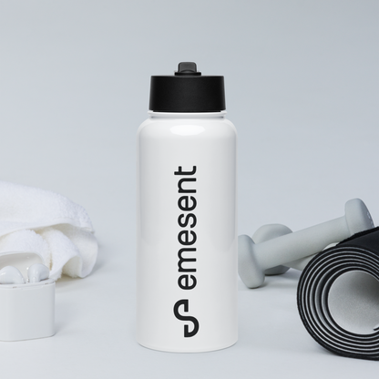 Stainless steel water bottle with a straw lid