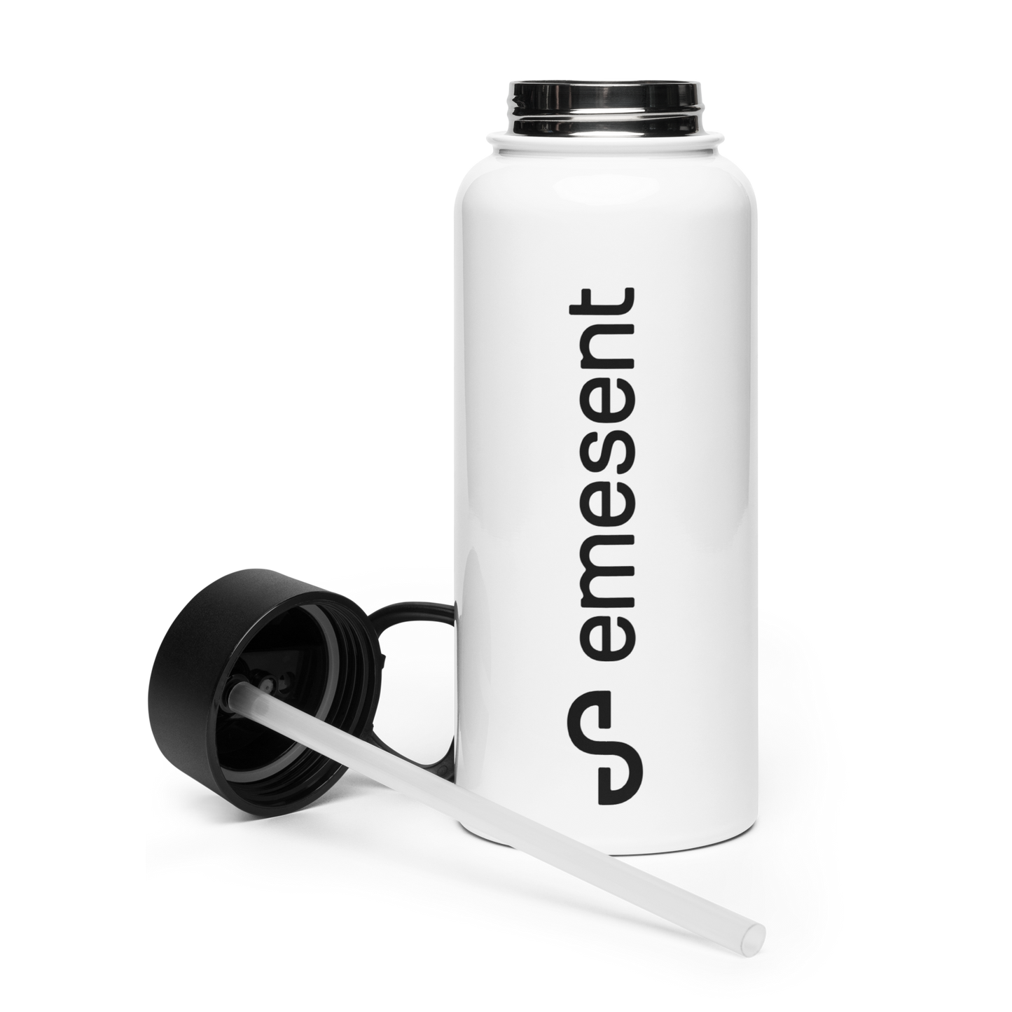 Stainless steel water bottle with a straw lid